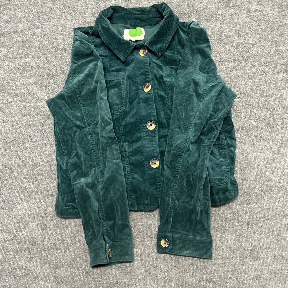 Anthropologie Jacket Womens Size M Green Corduroy Button Front Boho Utility